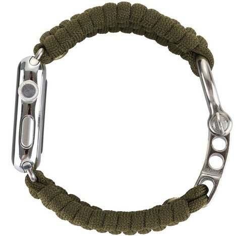 Curea iUni compatibila cu Apple Watch 1/2/3/4/5/6/7, 44mm, Elastic Paracord, Rugged Nylon Rope, Gree