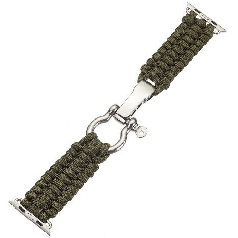 Curea iUni compatibila cu Apple Watch 1/2/3/4/5/6/7, 44mm, Elastic Paracord, Rugged Nylon Rope, Gree