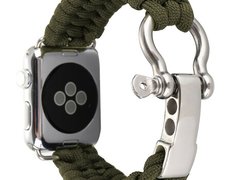 Curea iUni compatibila cu Apple Watch 1/2/3/4/5/6/7, 44mm, Elastic Paracord, Rugged Nylon Rope, Gree